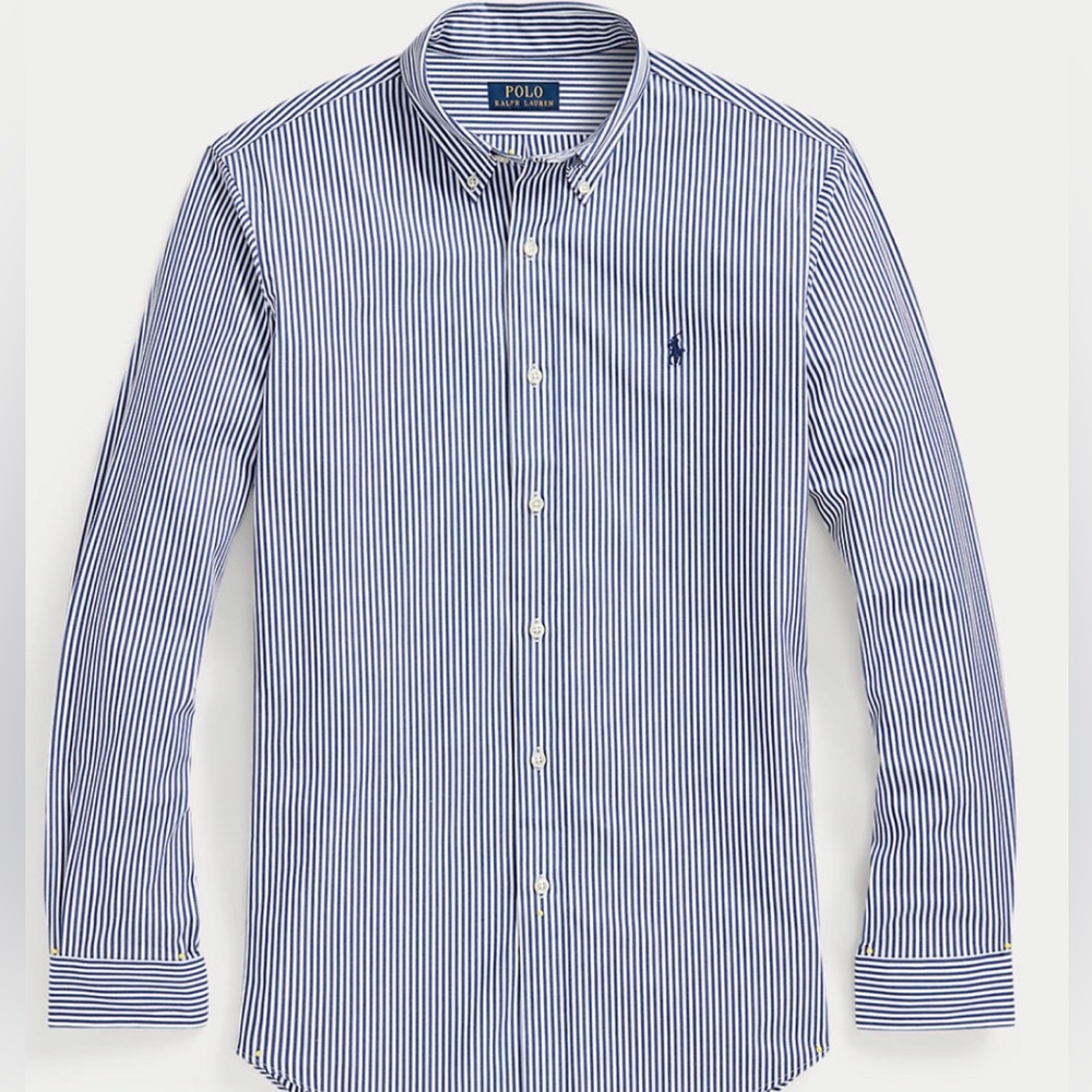 Classic Fit Striped Stretch Poplin Shirt
